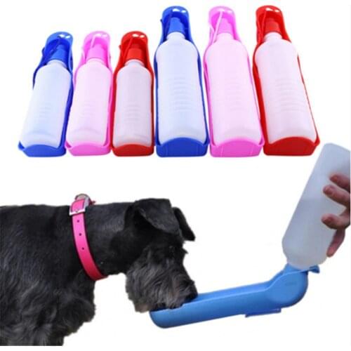 250/500ml Dog Water Bottle Feeder With Bowl Plastic Portable Water Bottle Pets Outdoor Travel Pet Drinking Water Feeders