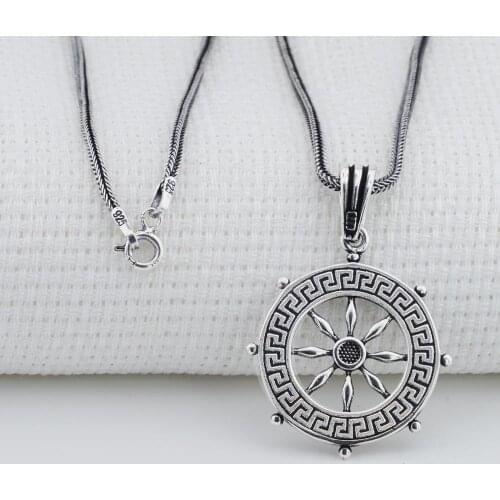 925 sterling Silver Ship Rudder Male Necklace