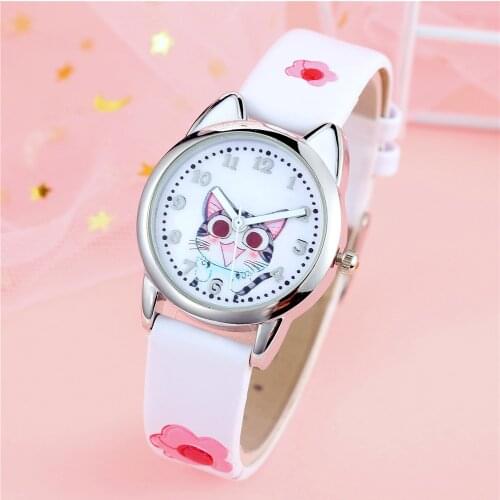 Cute Cheese Cat Pattern Kids Watch Quartz Analog Child Watches For Boys Girls Student Clock Gift Relogio Feminino kids watch