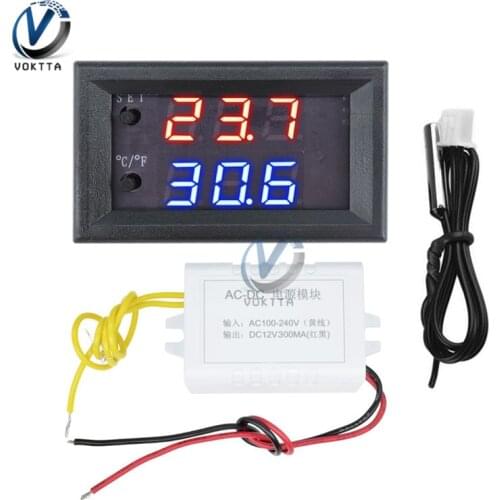 W1209WK Digital LED Thermostat Temperature Controller Smart Temp Sensor Board Module 12V 110V 220V NTC Thermostat Sensor Probe