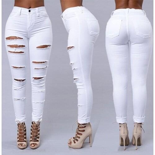 Womens Ripped Tight Sexy Large Size Skinny Pants Jeans for Women