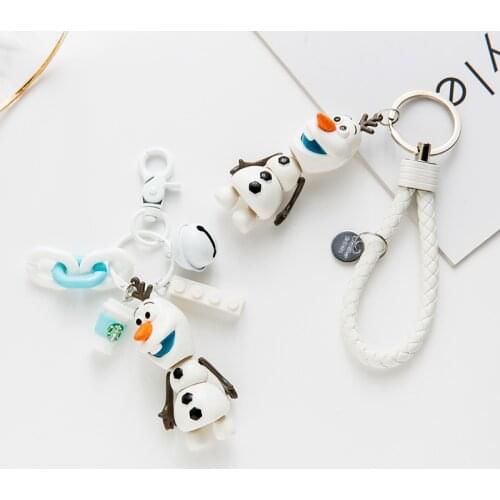 Disney Figures Anime Frozen 2 Snowman Key Chain Cute Cartoon Snowman Olaf Keychain Trinket for Girls Bag Key Ring Kids Gifts