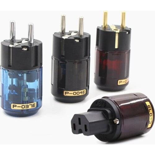 HIFI Audio Power Plug 24K Gold-Plated EU Power Cord IEC Connector for DIY HIFI Speaker Cable Adapter