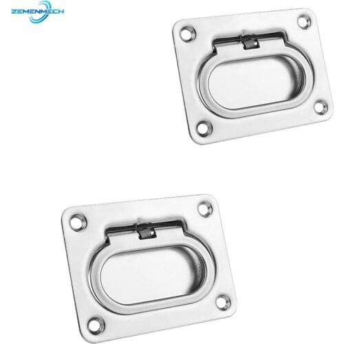 2PC Spring Floor Buckle Stainless Steel Deck Latch ANTI-RATTLE Spring Flush Lift Ring Deck Pull Handle Locker Cabinet Boat Yacht