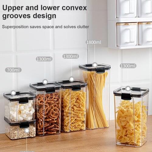 Cereal Storage Container Airtight Food Fresh Box Square Clear Sealed Jar Food Sacks Dispenser