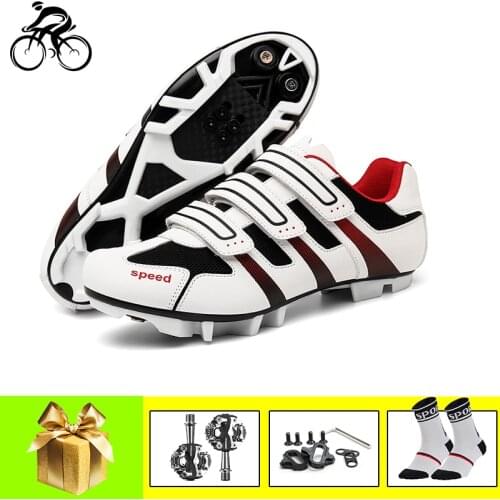 MTB Cycling Shoes Add Pedals Self-locking Mountain Bike Sneakers Breathable Wear-resistant Women Outdoor Riding Bicycle Footwear