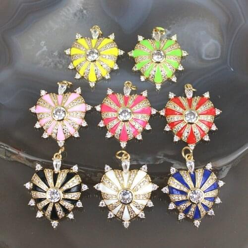 20*25mm 10pcs/lot High quality cz/enamel pendant,colorful heart shape enamel charm,bracelet/necklace component wholesale