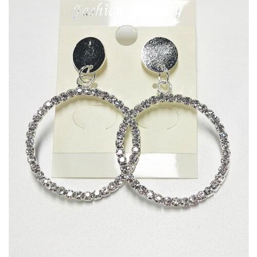 LELX New Geometric Crystal Round and Triangle Shape Drop Earring for Women Jewelry