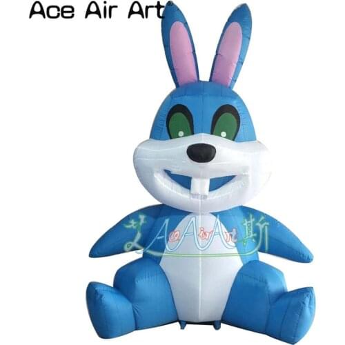 Hot selling easter decoration sitting inflatable blue bunny rabbit for sale promotion