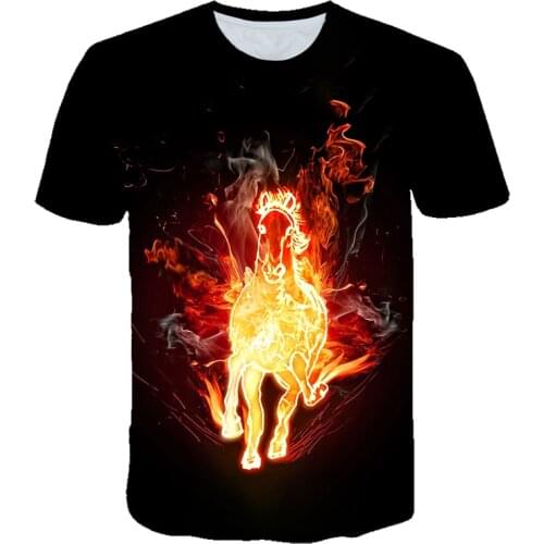 Run Horse t-shirts man 3D Print New Summer T shirt Men Casual Streetwear O-neck Short Sleeved Funny Animal Male Clothes Top Tee