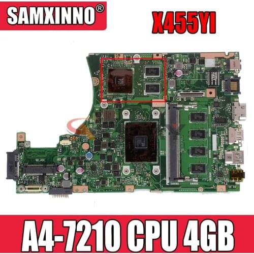 X455YI motherboard with A4-7210 CPU 4GB RAM For Asus X455YI X455Y X455DG X455D laptop motherboard X455YI mainboard test 100% ok