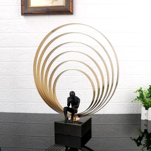 Nordic Style Metal Marble Ornaments Modern Minimalist Model Room Living Room TV Wine Cabinet Geometric Soft Decorations