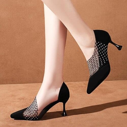 Metal Square Toe Women Pumps Spring Summer Newest Brand High Heels Basic Prom Party Shoes Woman Fine Heel Shoes W32-38