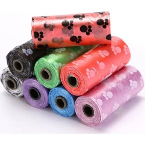 Rubbish Bags Pick Up Tools Random Color Carrier Holder Biodegradable Footprint Printed Dispenser Outdoor Pet Supplies