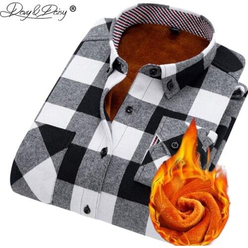 DAVYDAISY 2019 New Winter Autumn Men Shirt Thickening Warm Plaid Long Sleeve Fashion Causal Social Brand Male Shirt DS368