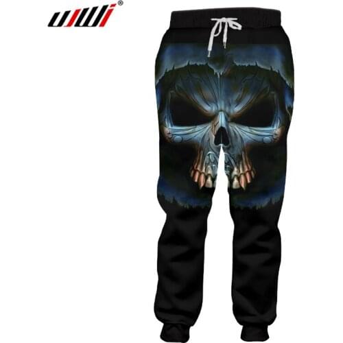 UJWI New Mens Casual Sweatpants Print Grim Reaper 3D Harmen Pants Metal Skull Joggers Homme Exercise Workout Full Length Pants
