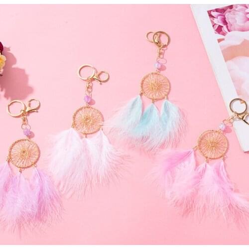 New Dream Catcher Home Accessories Room Decoration Creative Car Keychains Girls' Bags Feather Pendants Kawaii Accessories Gift