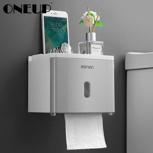 ONEUP Wall-Mounted Tissue Case Waterproof Box Container Home Punch-Free Box With Cell Phone Slot Large Platform Bath Accessories