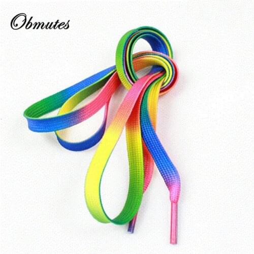 Wholesale!100cm/39.5inch Rainbow Shoelaces Flat Colorful Shoestrings for Casual Shoes