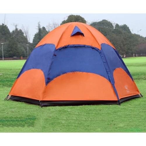 3-5 Person Hexagon Mongolian Yurt Tent Rainproof Anti-UV Double Layer Outdoor Camping Tent Family Travel Four-season Tent