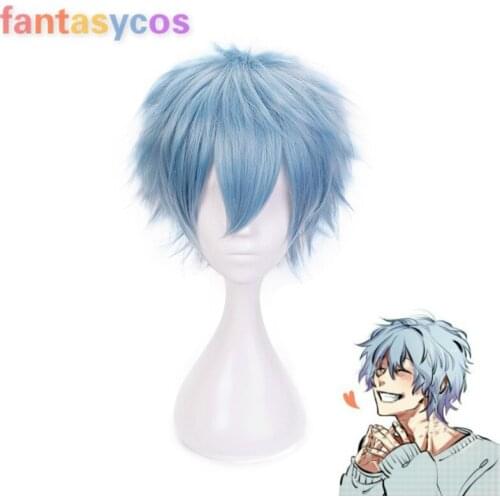 Anime My Hero Academia Tomura Shigaraki Short Wig Cosplay Costume Heat Resistant Synthetic Blue Hair Men Wigs+ Free Wig Cap
