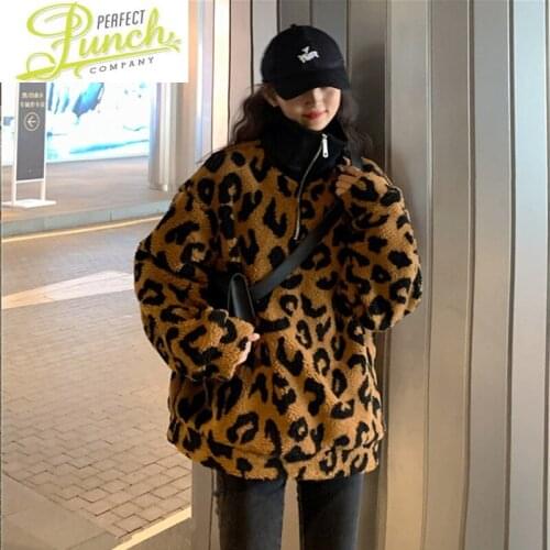 Parkas Winter Jacket Women 2021 Korean Style Jackets Leopard Lamb Wool Sweater Womens Streetwear Clothes Femme Veste LXR1129