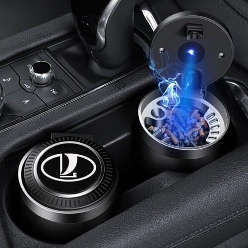 Car Ashtray LED Light Push Type For Lada Niva 4x4 Vesta Samara Xray Granta Priora Logo Smoking Cigarette Ashtray Accessories