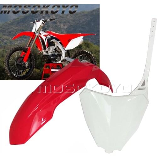 MX Enduro Front Fender Mudguards + Front Number Plate for Honda CRF250R 18-20 CRF450R 17-20 CRF 250 450 R RX Racing Dirt Bike
