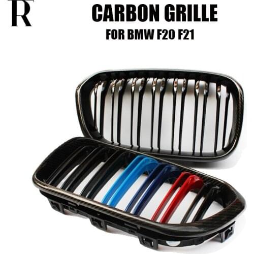 F20 F21 Carbon Fiber Front Double Slat Grill Grille With Three Color for BMW F20 F21 118i 120i 125i 2015 Up