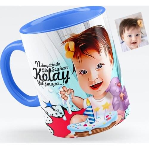 Personalized Baby Birthday Caricature Of Blue Mug cup-2