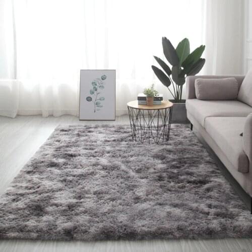 Plush Carpet for Living Room Fluffy Rug Thick Bed Room Carpets Anti-slip Floor Gray Soft Rugs Tie Dyeing M50