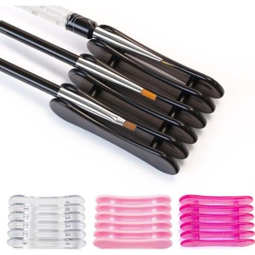 Tignish 5 Grid Brush Carrier Holding Showing Makeup Storage Holder Carving Painting UV Gel Crystal Pen Support Nail Art Tools