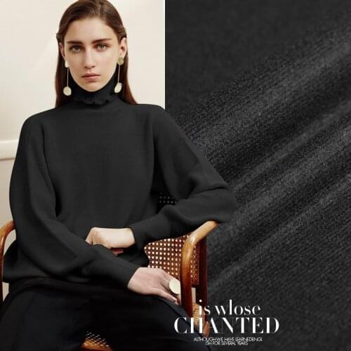 Custom knitted wool fabric thicker fine wool fabric luxury clothing black wool fabric wholesale wool cloth