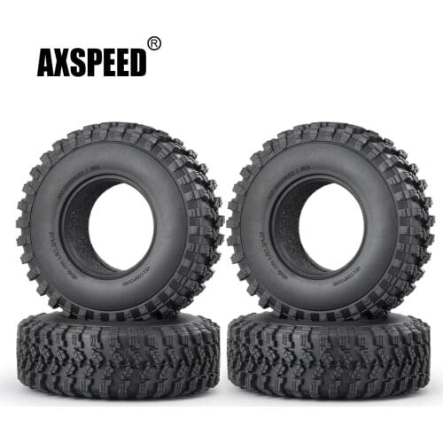 AXSPEED 1.9inch 106mm OD Rubber Tires Tyres with Foam for Axial SCX10 D90 1/10 RC Rock Crawler Car Beadlock Wheels Rims Parts
