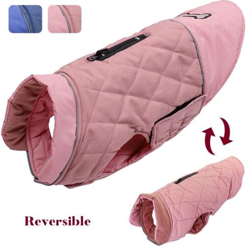 Winter Pet Dog Clothes Reflective Warm Dog Jacket Vest Reversible Coat French Bulldog Clothing For Small Medium Large Dogs