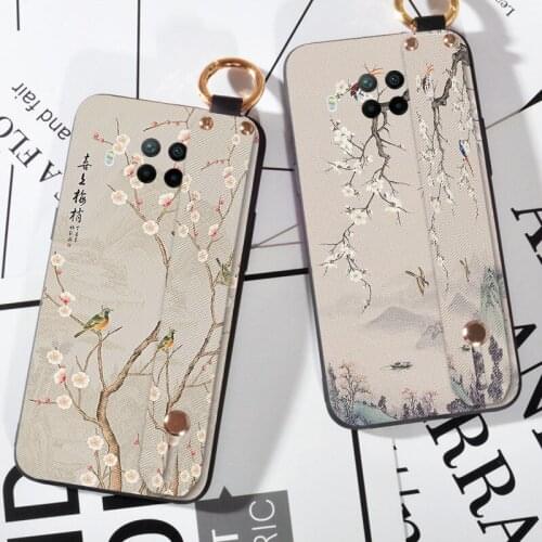 Silicone Wristband Case For Xiaomi Redmi 9C 9A 9T 10X K30 Ultra POCO M2 Flower Phone Holder Cover For Redmi Note 9 Pro Max