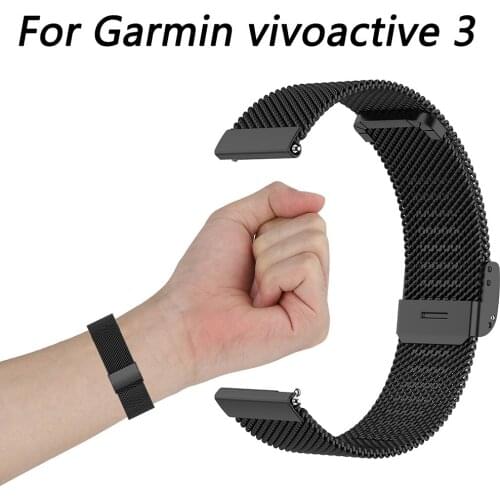 For Garmin vivoactive 3 vivomove 3 forerunner 245 645 Strap Wristband Bracelet Replacement Wrist Color Stainless steel Strap