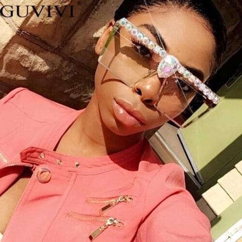 Oversized Square Sunglasses Women Brand Designer Sunglasses Vintage Diamond Rhinestone Eyeglasses Shades Men UV400
