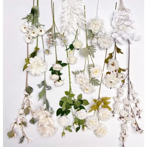 White Style Wedding Decor Fake Flower Bouquet Artificial Silk Hydrangea DIY Home Party Wedding Arch Background Wall Decor Flowe