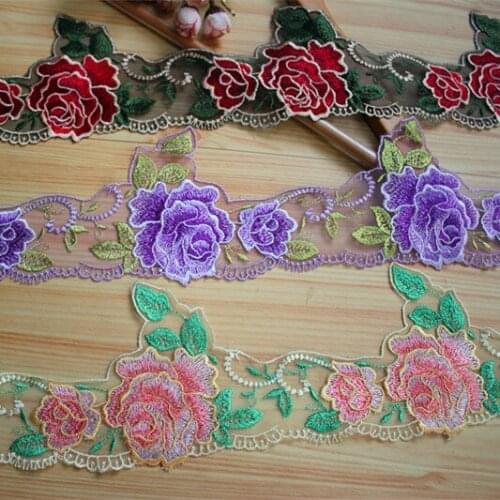 16cm 6.3inch wide-3yards/lot Diy Craft Embroidered Tulle Lace Trim Mesh Lace Trim