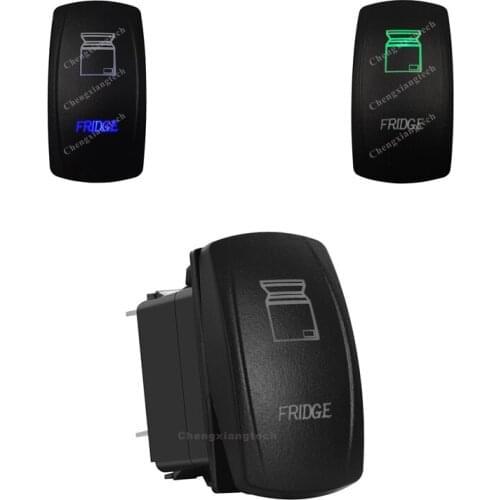 3 Pin SPST On Off Rocker Switch - FRIDGE - Car Boat Marine Up Green & Down Blue Led Toggle Switch for Carling Narva