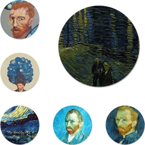 Vincent Van Gogh Starry Sky Oil Painting Icons Pins Badge Decoration Brooches Metal Badges For Backpack Decoration