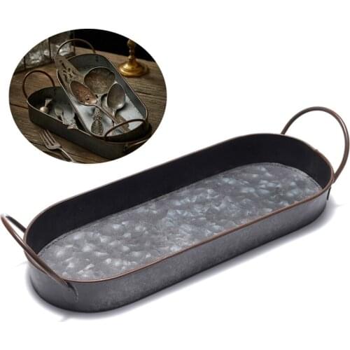 Vintage Antique Round Metal Serving Tray Creative Retro Disc Bread Dish Storage Tray Dinner Plates Tableware Kitchen For Home