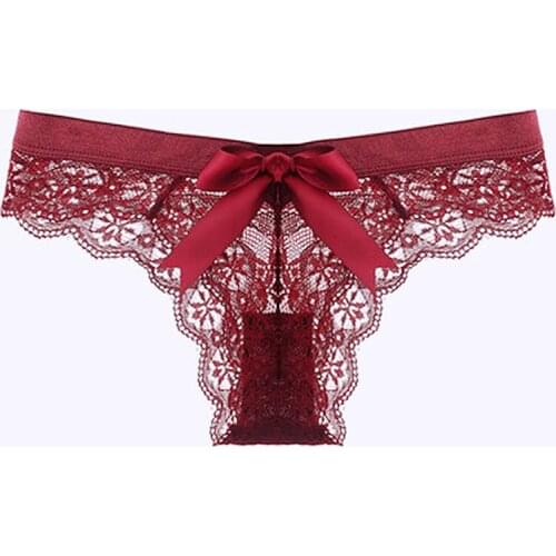 Amazing Women Lingerie G String Lace Underwear Female Bow Sexy T-Back Thong Lady Transparent Low Waist Panties