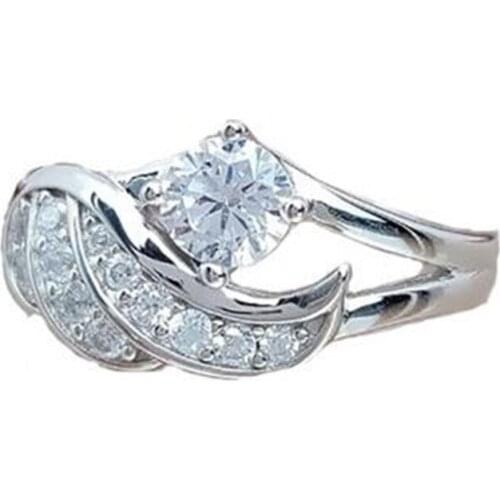 European And American Angel Wing Ring for Women Luxury Crystal Female Engagement Rings Exquisite Jewelry Gifts