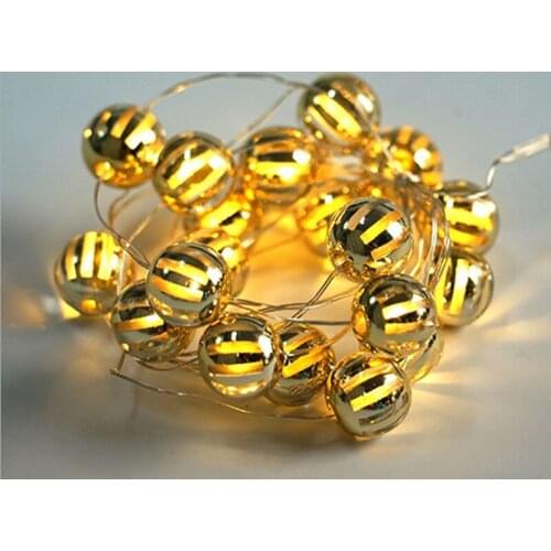 Golden Moroccan LED String Lights Battery Operated LED Fairy Christmas Lights New Year Ornaments Christmas Decoration