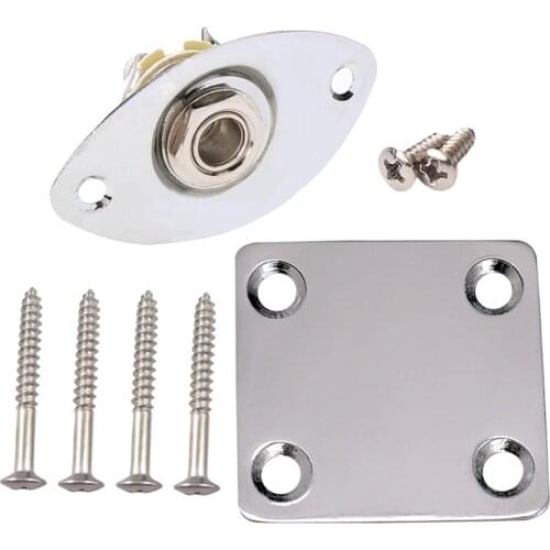 1/4'' Oval Shape Guitar Jack Socket Plate & Bass Guitar Neck Plate for LP SG Style Guitars Parts & Accessories