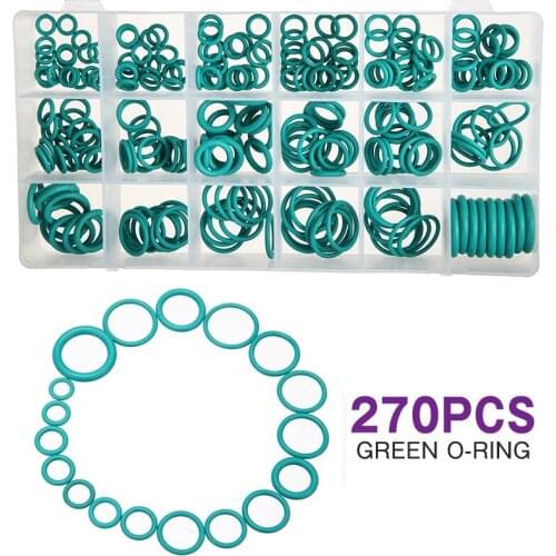 270pcs/box Air Conditioning Sealing Ring O-ring Automotive Refrigerant Seal O-ring Sets Kit Green Car O-rings