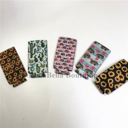 300Pcs Personalized Cola Printed Stubby Holders Sunflower Beer Holders Neoprene Can Coolers for Beer