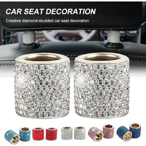4pcs Universal Headrest Collar Bling Rhinestone Sparkling Crystal Car Seat Headrest Decoration Car Styling Car Interior Decor